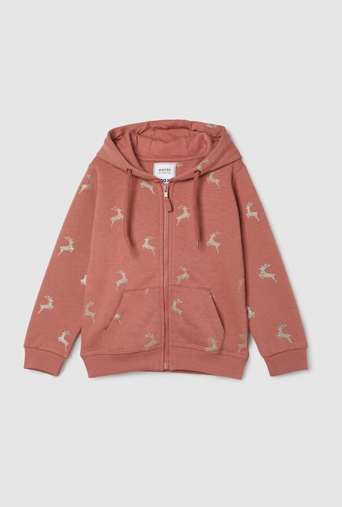 Girls Printed Hooded Sweatshirt