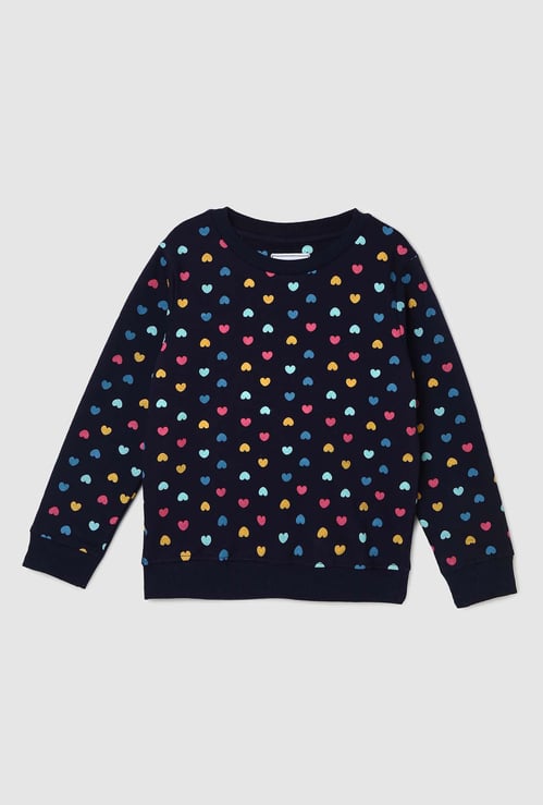 Girls Heart Printed Sweatshirt