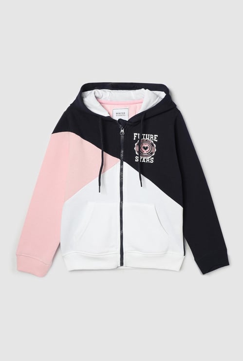 Girls Colourblock Hooded Sweatshirt