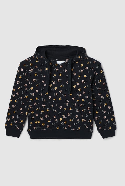 Girls Printed Hooded Sweatshirt