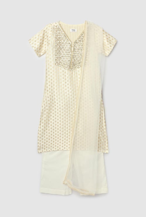 Girls Embellished Kurta Set with Dupatta