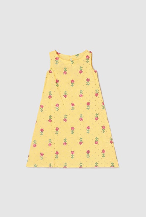 Girls Printed Sleeveless A-line Kurta