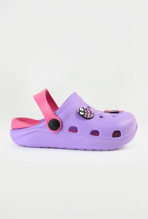 Girls Charm-Detailed Clogs with Pivoting Strap