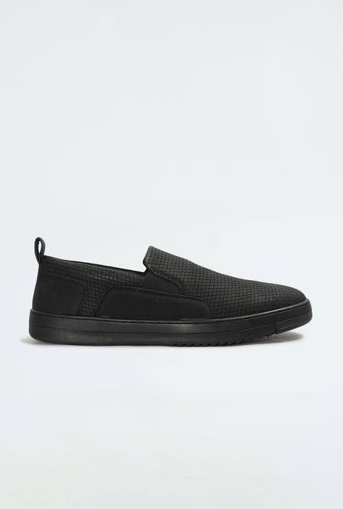 Men Woven Textured Slip-On Shoes