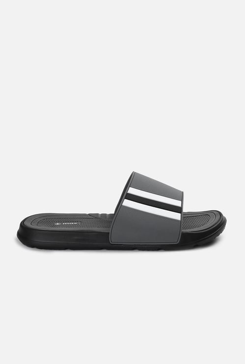 Men Striped Open-Toed Sliders