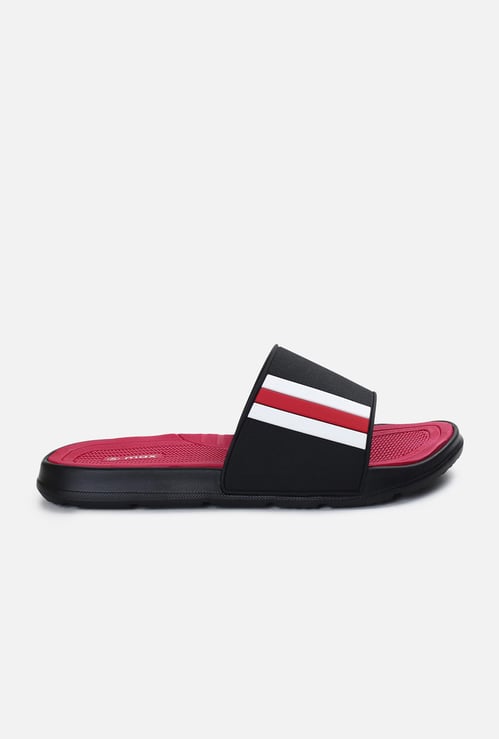 Men Striped Open-Toed Sliders