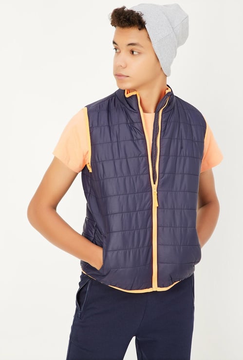 Boys Quilted Stand Collar Jacket