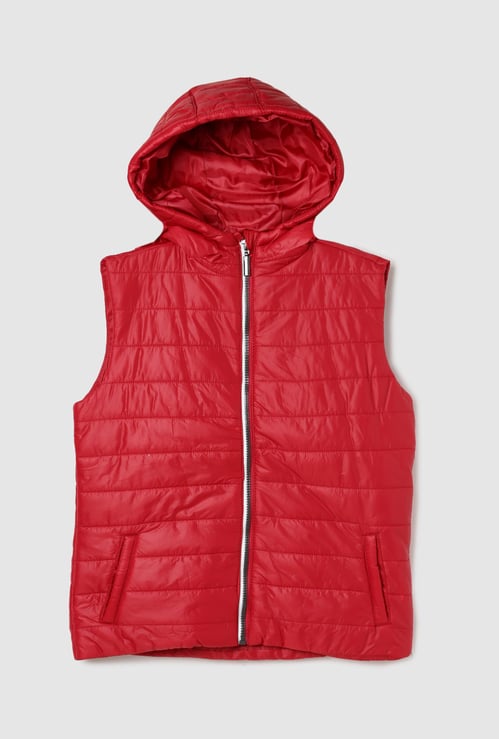 Boys Solid Hooded Gilet