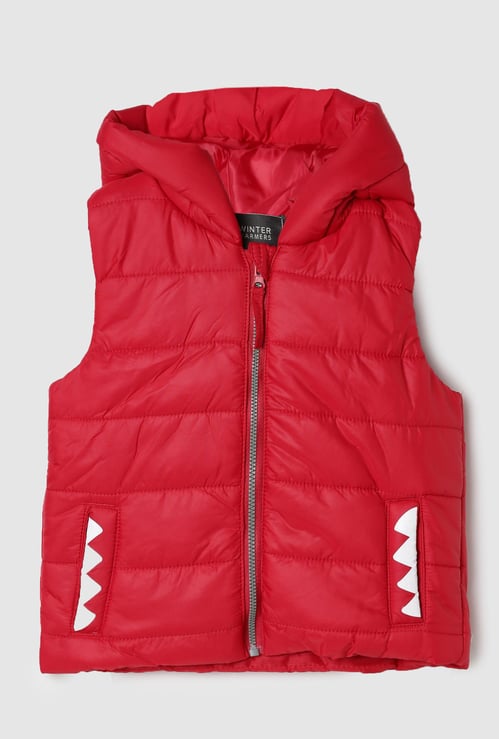 Boys Solid Hooded Gilet