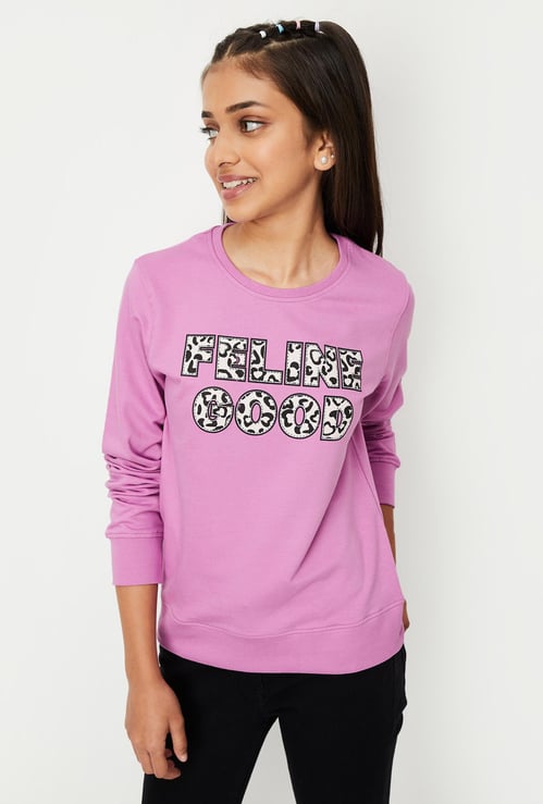 Girls Typographic Printed Sweatshirt