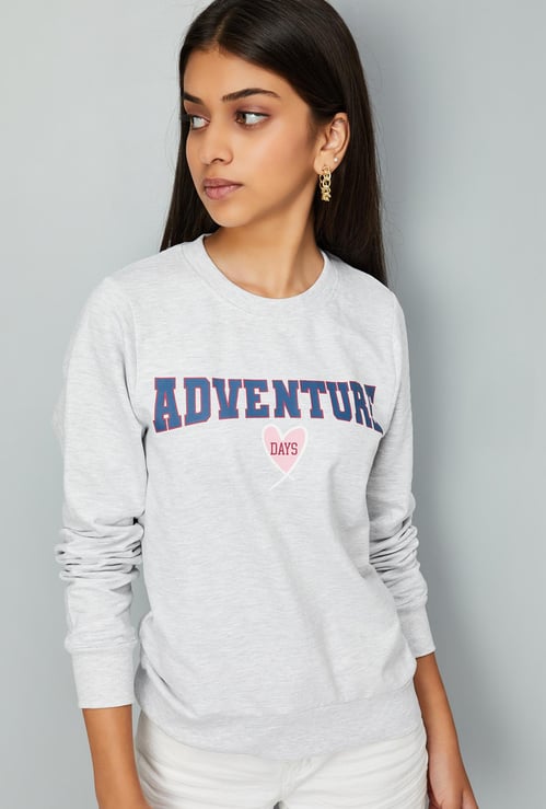 Girls Typographic Printed Sweatshirt