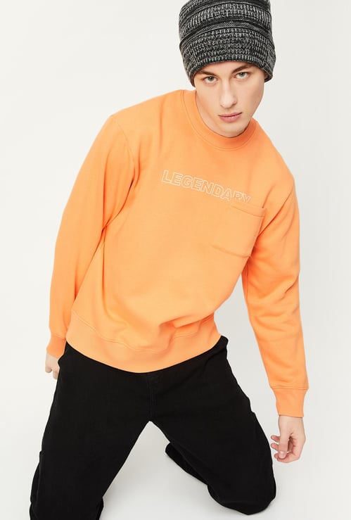 Men Printed Sweatshirt with Patch Pocket