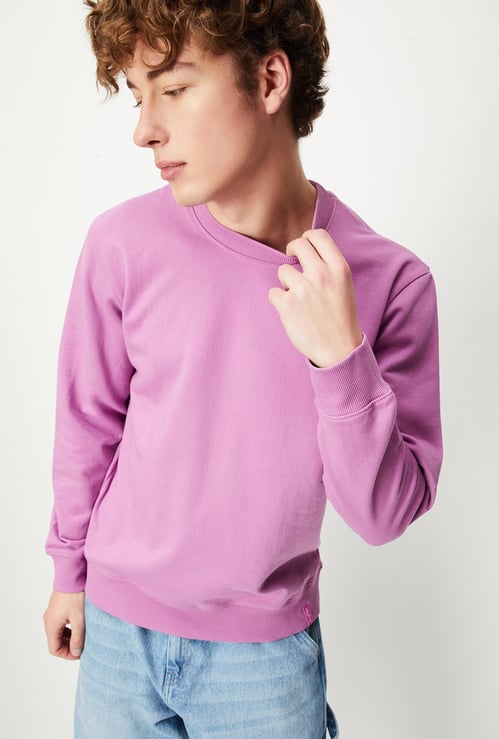 Men Solid Slim Fit Sweatshirt