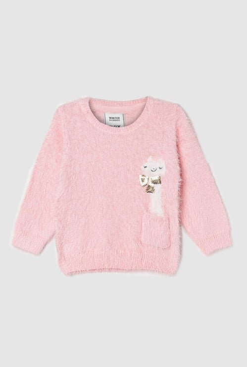 Girls Embellished Knitted Sweater