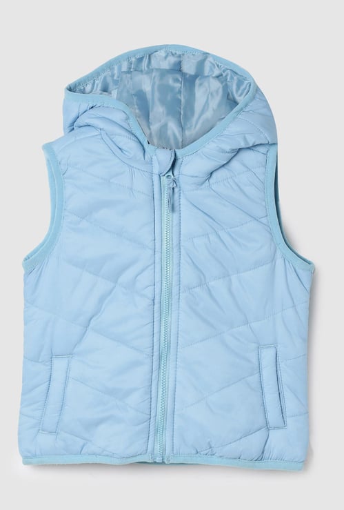 Girls Solid Hooded Gilet