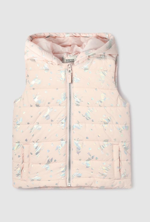 Girls Unicorn Printed Hooded Gilet