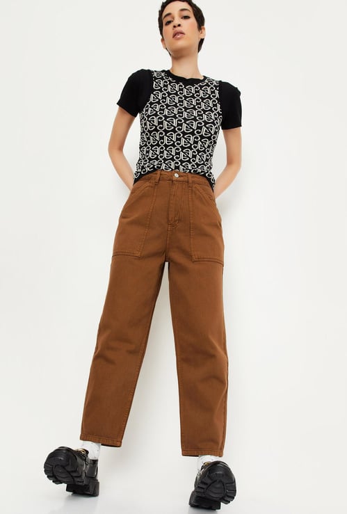 Women Solid Utility Trousers