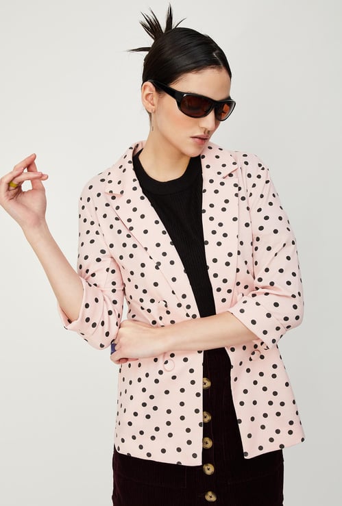 Women Polka Dot Printed Blazer