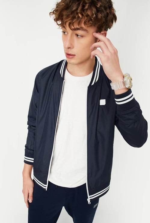 Men Solid Varsity Jacket