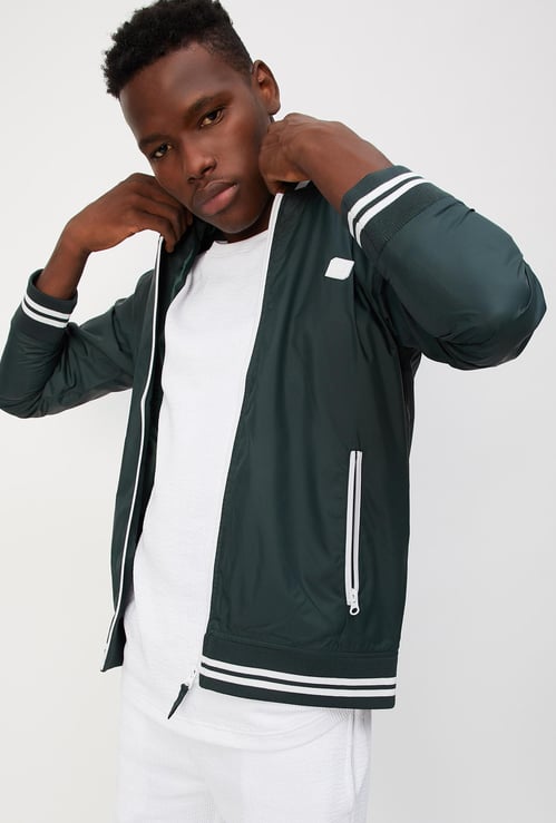 Men Solid Varsity Jacket