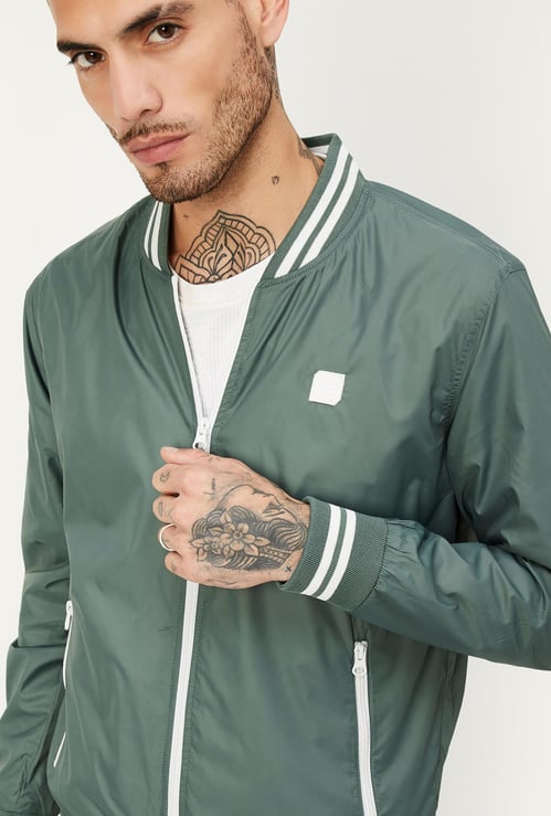 Men Solid Varsity Jacket
