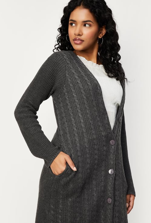 Women Cable Knit Longline Shrug