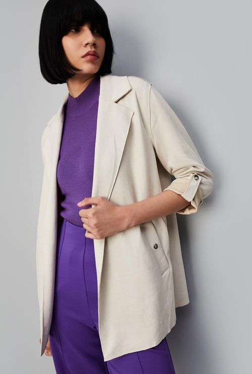 Women Solid Classic Suede Overcoat