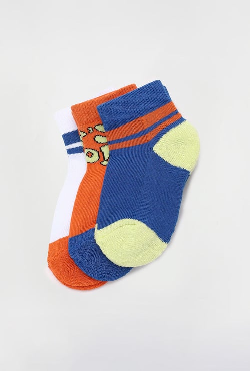 Boys Printed Ankle-Length Socks - Pack of 3