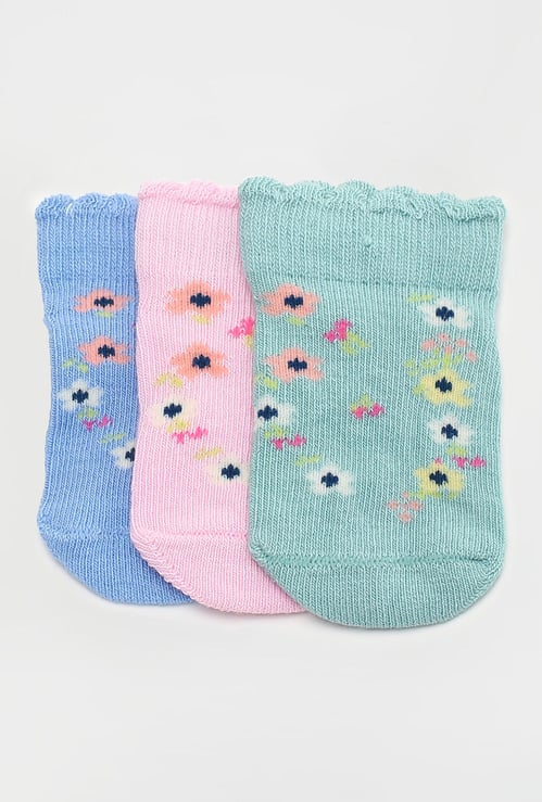 Girls Printed Ankle Length Socks - Pack of 3