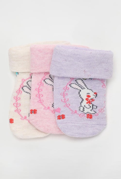 Girls Printed Ankle-Length Socks - Pack of 3