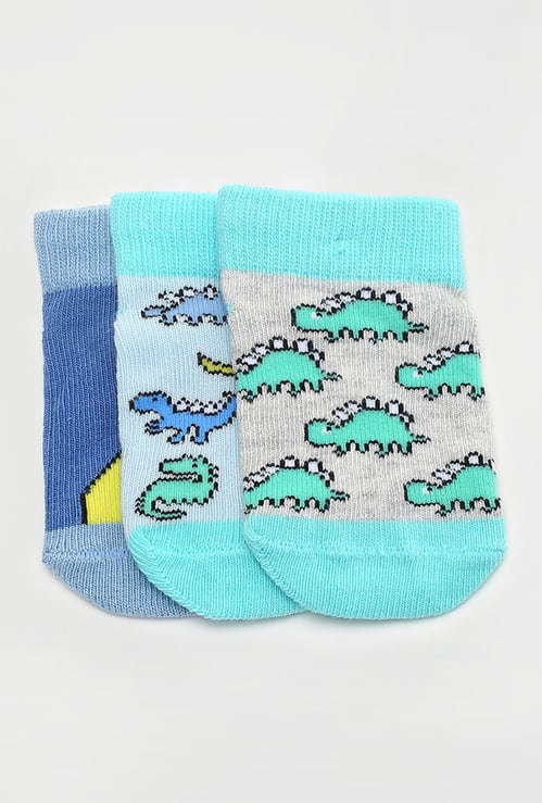 Boys Printed Ankle Length Socks - Pack of 3