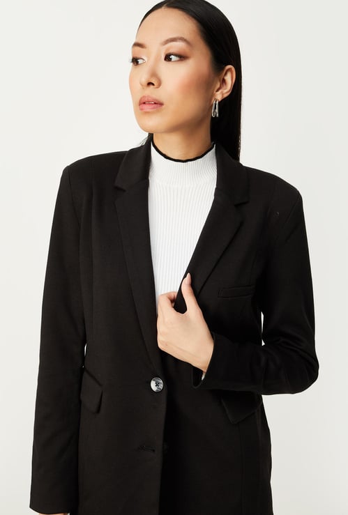 Women Solid Knit Blazer