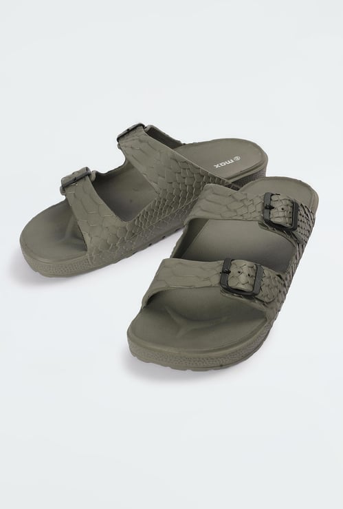 Men Textured Double Strap Sliders