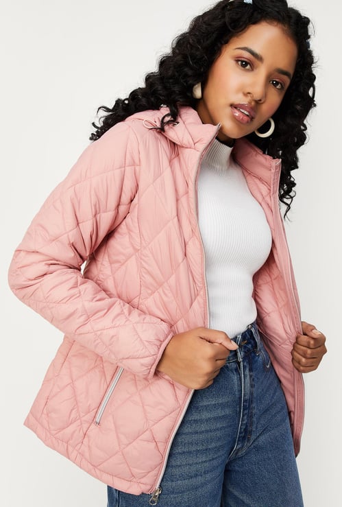 Women Quilted Padded Hooded Jacket