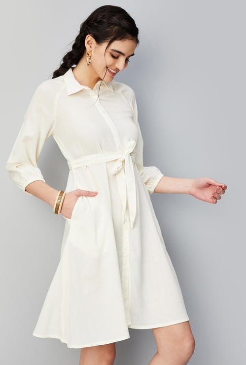 Women Solid Shirt Dress