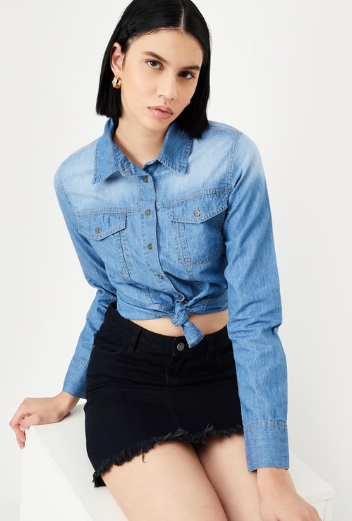 Women Washed Denim Shirt