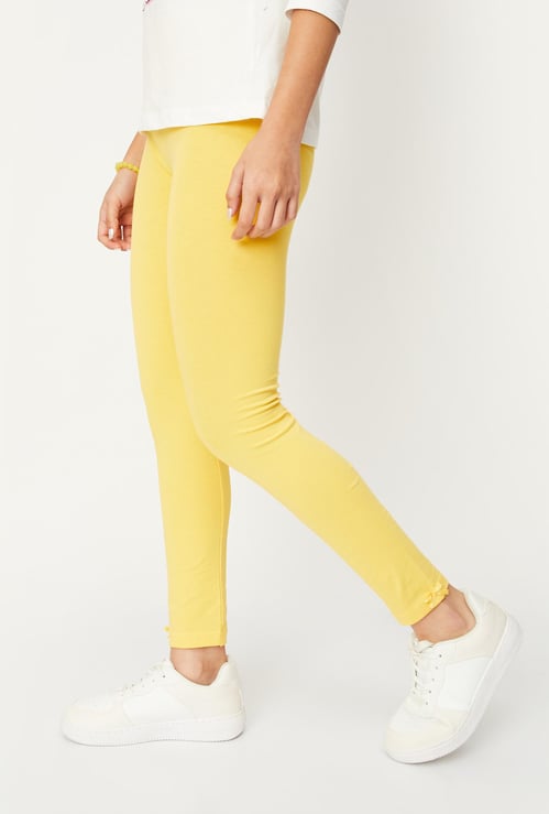 Girls Solid Full-Length Leggings