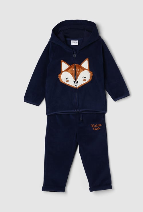 Girls Appliqued Hooded Sleepwear Set