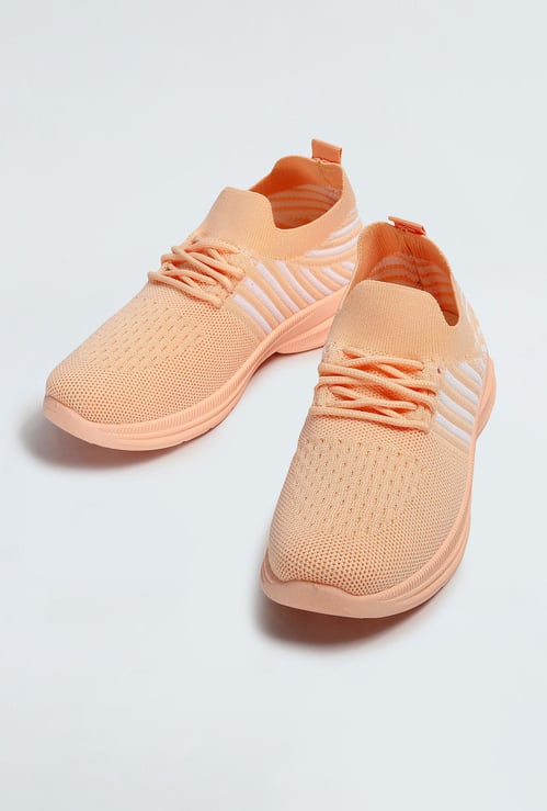 Girls Striped Knit Sport Shoes