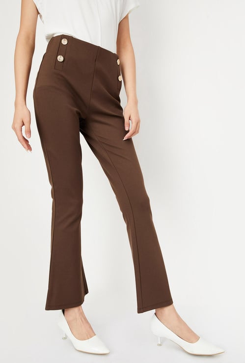 Women Solid Flared Trousers