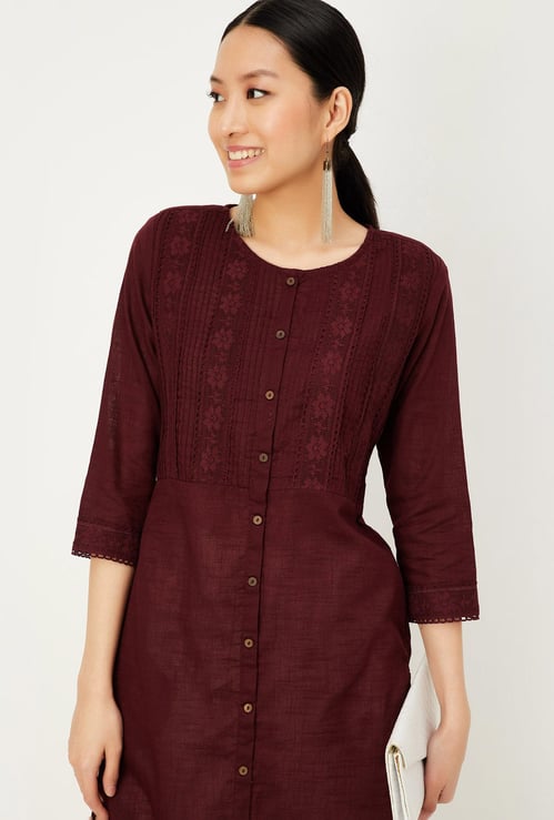 Women Lace Detailed Straight Kurta