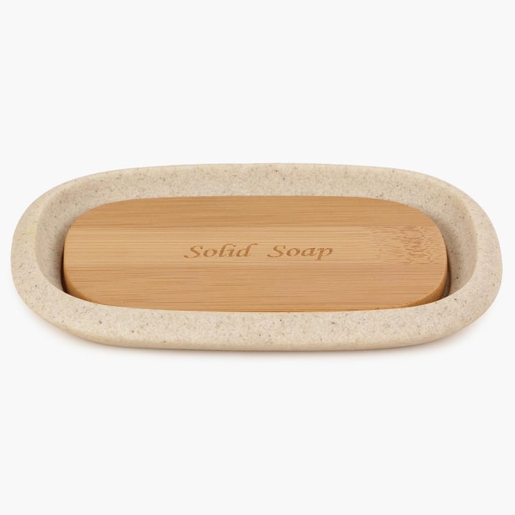 Hudson Solid Rectangular Single Pc. Soap Dish - 2 cm x 14 cm x 10 cm - Poly Resin - Beige