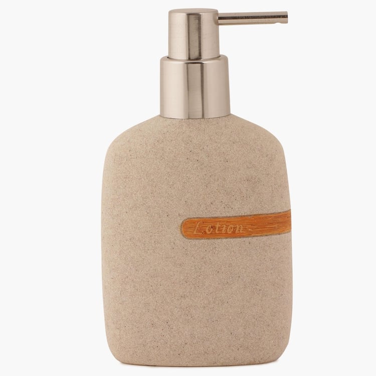 Hudson Textured Single Pc. Soap Dispenser -  9 cm x 17.5 cm - Poly Resin - Beige