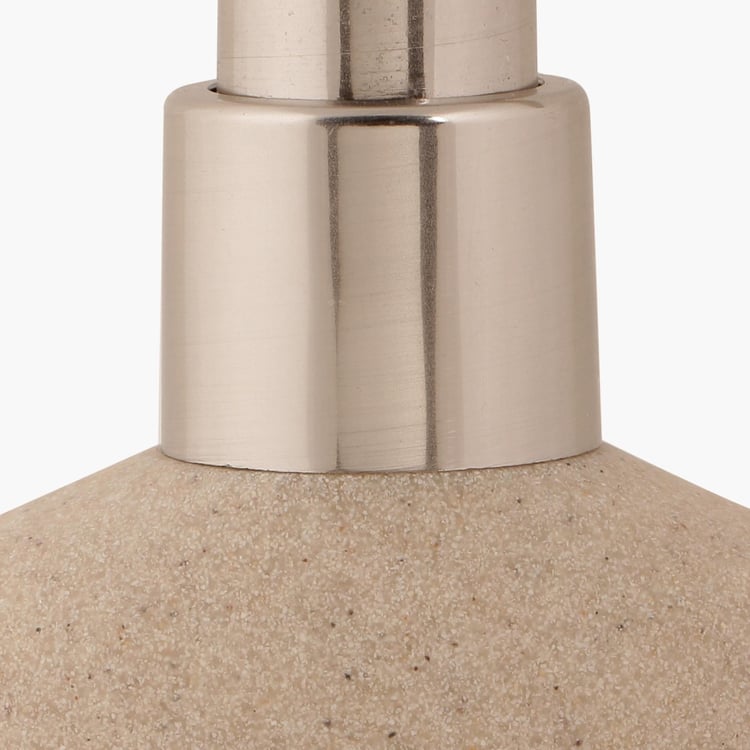 Hudson Textured Single Pc. Soap Dispenser -  9 cm x 17.5 cm - Poly Resin - Beige