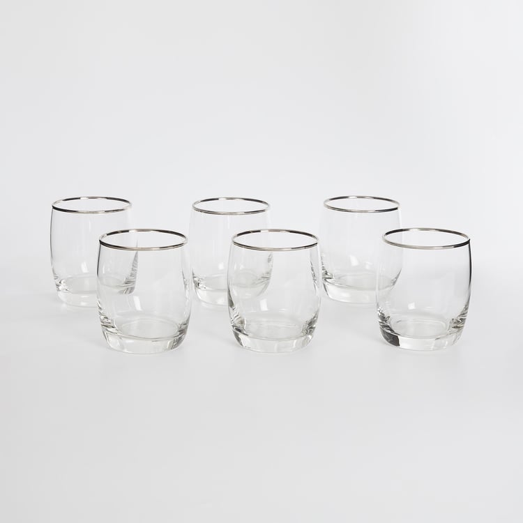 OCEAN  6-piece Platinum Rimmed Ivory Rock Water Glass set- 320 ml 