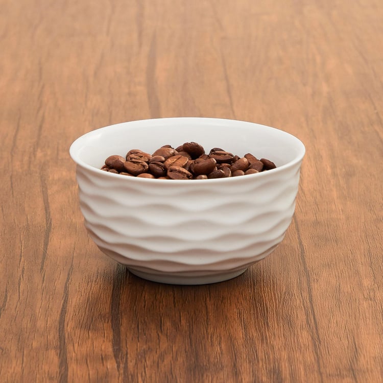 Brook Textured Serving Bowl - Ceramic - Bowl - 4.2 inch - 11 cm x 6 cm - Microwave Compatible - White