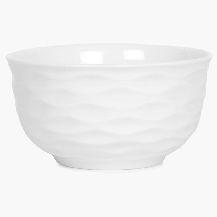 Brook Textured Serving Bowl - Ceramic - Bowl - 4.2 inch - 11 cm x 6 cm - Microwave Compatible - White