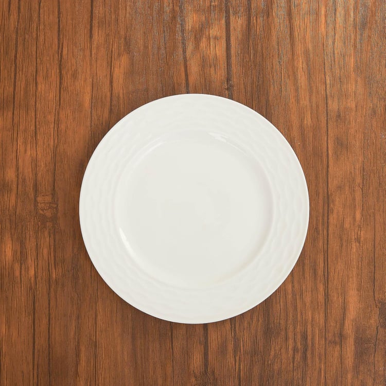 Brook Solid Dinner Plates - Ceramic - Serving Plate 20.2 cm x 2 cm -White