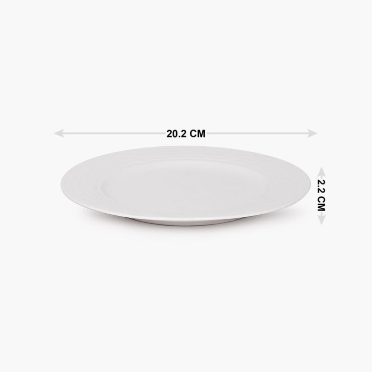 Brook Solid Dinner Plates - Ceramic - Serving Plate 20.2 cm x 2 cm -White