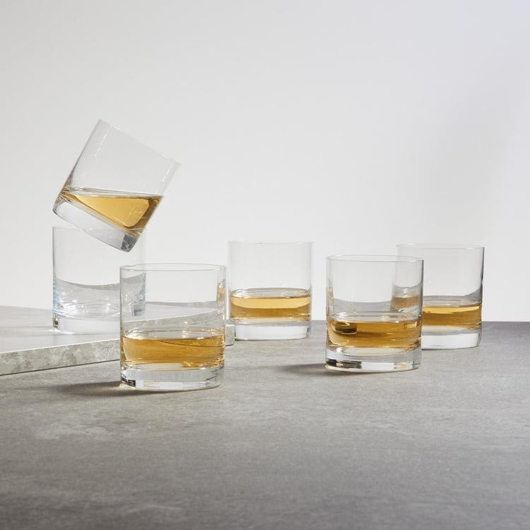 BOHEMIA CRYSTAL Barline Round Whiskey Glass-Set Of 6 Pcs.